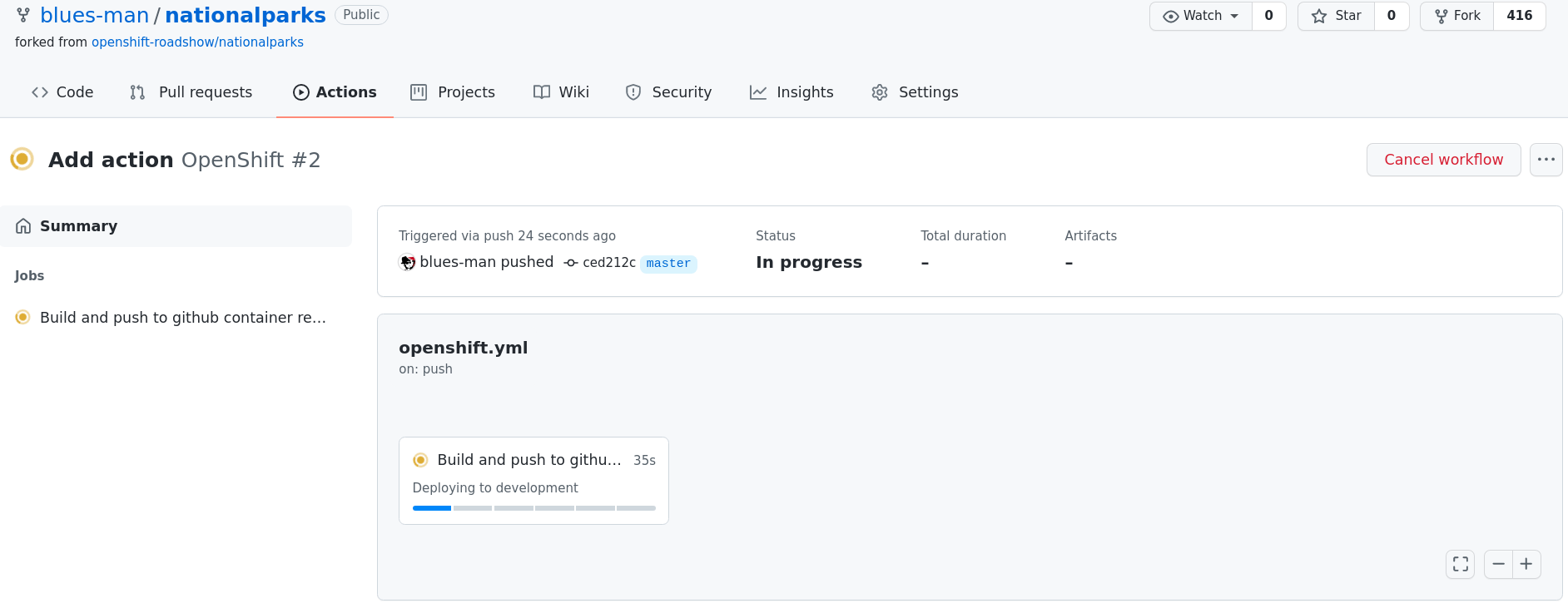 GitHub Action running