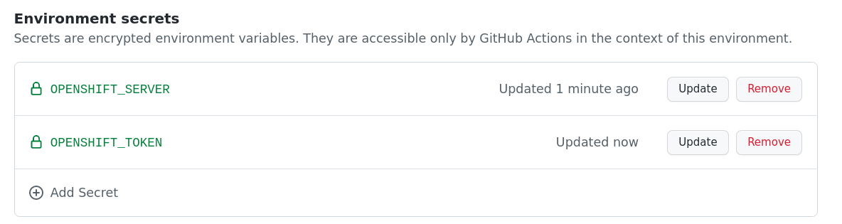 Added Environment Secrets